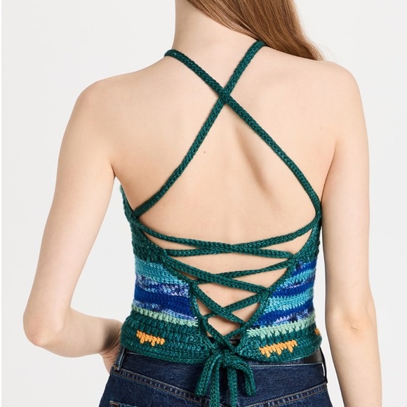 NWT Sea New York Ray Sunset Crochet Strap Halter Neck Top Multi M - Picture 2 of 9
